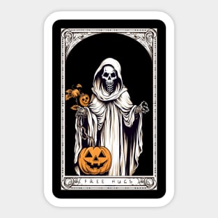 Free Hugs Halloween Grim reaper tarot card Sticker